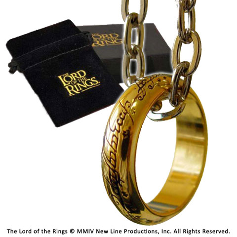 Offizieller Der Eine Ring aus der Herr der Ringe Saga, präsentiert als Ring mit Kette.