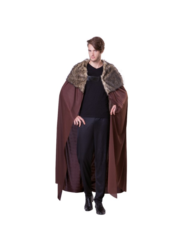Brauner Fantasy-Umhang für Herren, ideal für Mittelalter- und Cosplay-Outfits.