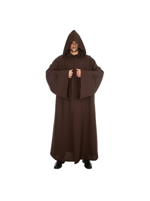 Eine lange, braune Herren-Robe im Mittelalter-Stil, ideal für historische Kostüme oder LARP