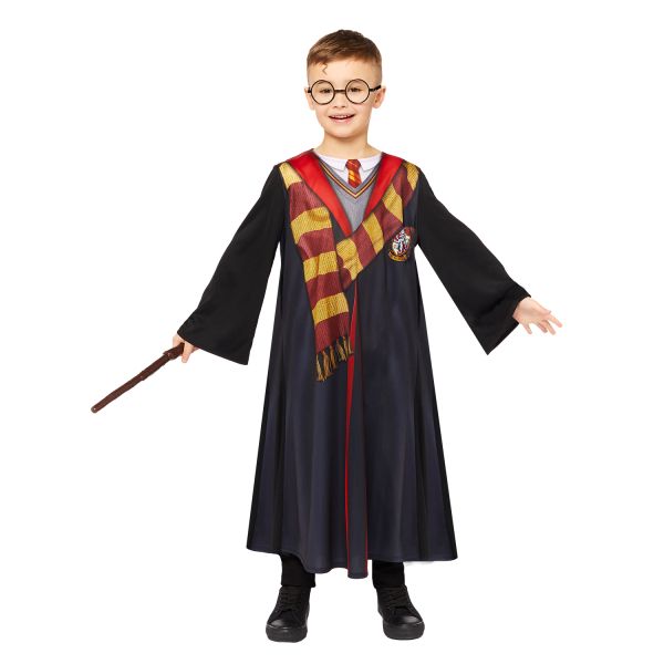 Harry Potter Kostüm für Kinder mit Umhang, Zauberstab und Haus-Wappen