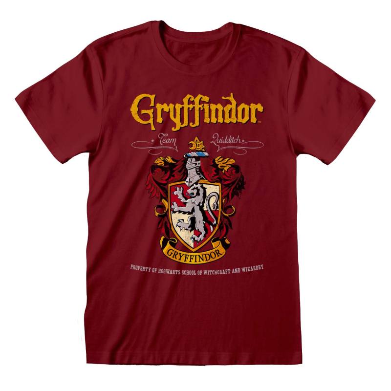 Bordeaux-rotes Harry Potter Unisex T-Shirt mit Gryffindor-Wappen