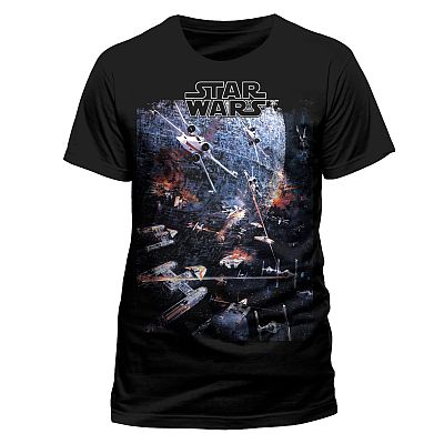Schwarzes Star Wars T-Shirt mit Universum-Motiv