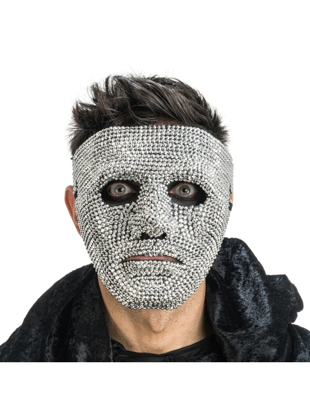 Elegante Maske mit silbernem Strasssteinen für Karneval und Halloween