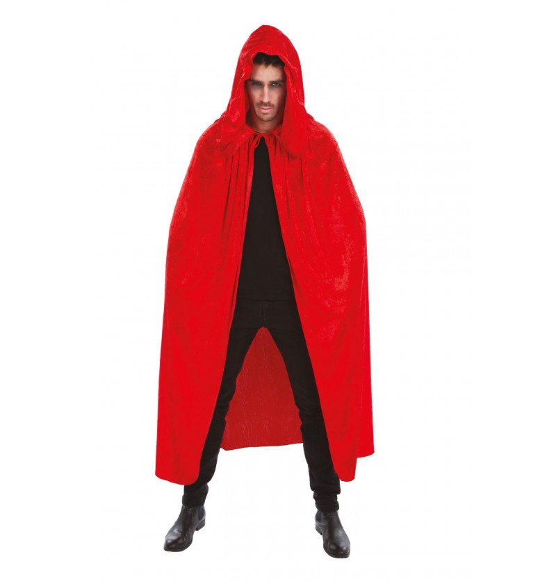 Roter Halloween Umhang mit Kapuze für ein Teufel Kostüm.