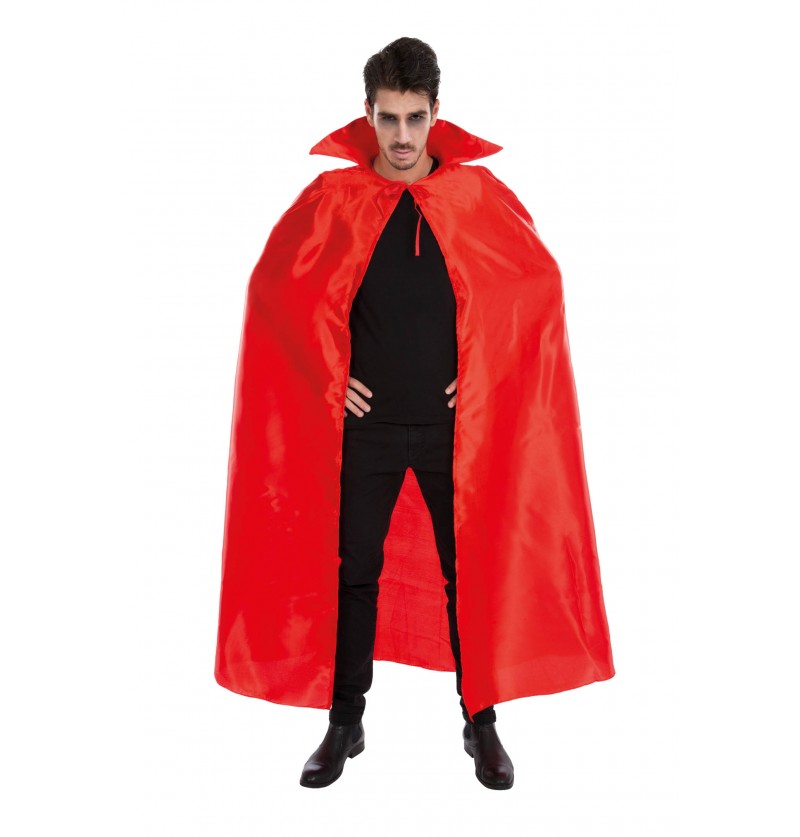 Roter Halloween Umhang mit Kragen für ein Teufel Kostüm.