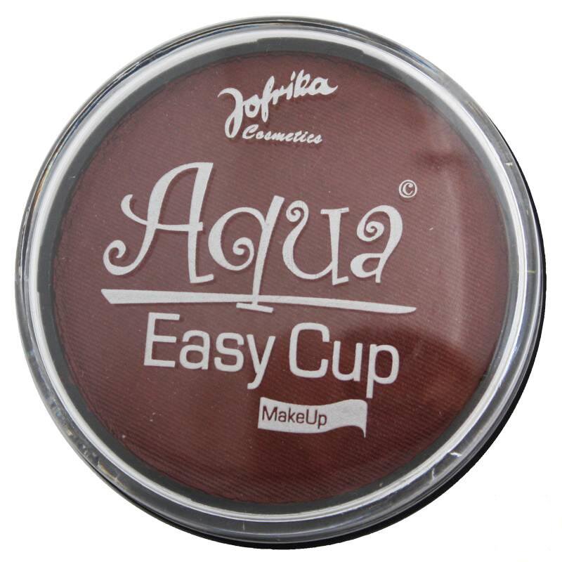 Ein rundes Döschen mit brauner  Wasserschminke: Aqua Easy Cup Rot von Jofrika Cosmetics.