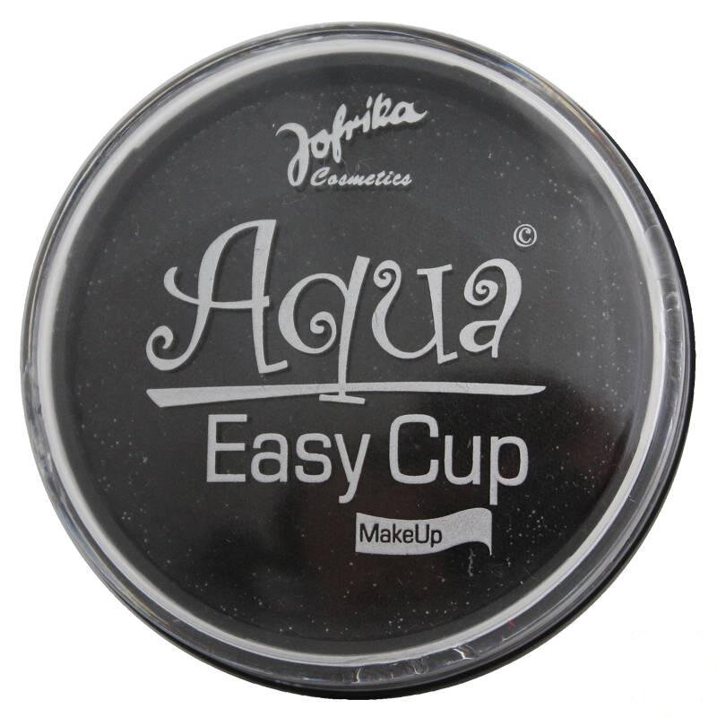Ein rundes Döschen mit schwarzer  Wasserschminke: Aqua Easy Cup Rot von Jofrika Cosmetics.