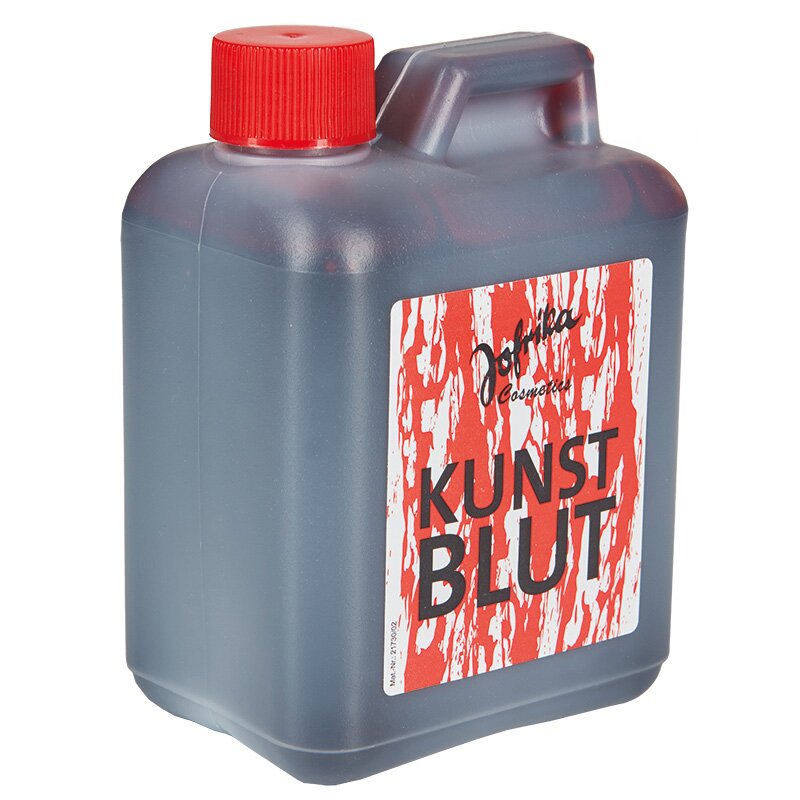 Ein großer 500ml Kanister mit flüssigem Kunstblut zur Darstellung von großen Wunden oder für ganze Kostüme.