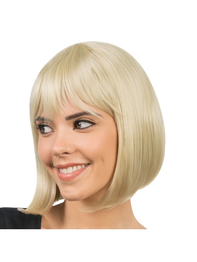 Kurze, blonde Bob-Perücke (30 cm) aus einem Berliner Kostümladen.