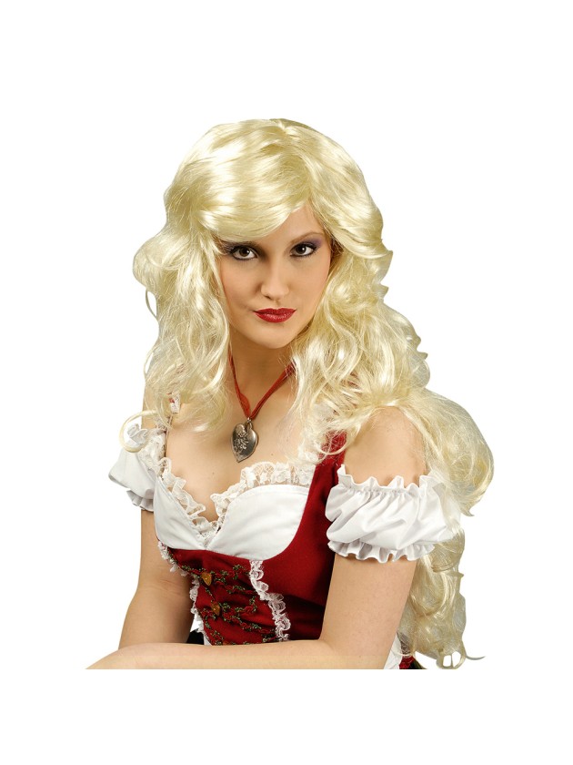 Extra lange, blonde, gelockte Perücke