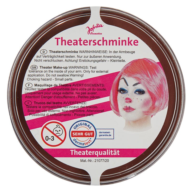 Hochwertige  Theaterschminke braun in einer Dose, ideal für Fasching oder Halloween zu kaufen.