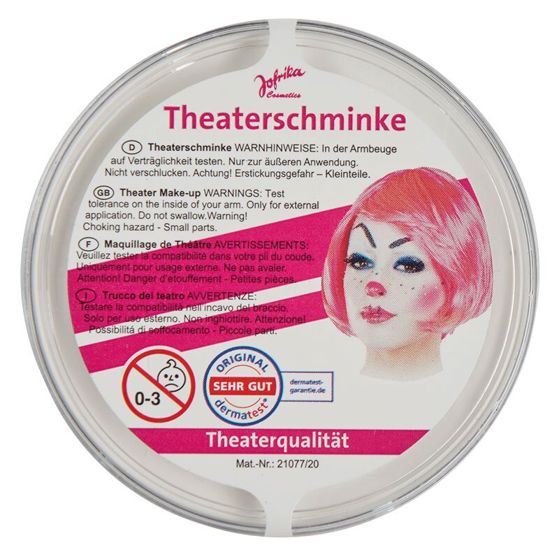 Hochwertige  Theaterschminke weiß in einer Dose, ideal für Fasching oder Halloween zu kaufen im Kostümladen Berlin.