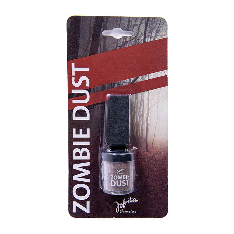 Feines Schmutzpuder (Zombie-Dust), um Haut, Haaren und dem Halloween-Kostüm einen aschigen, staubigen und verfallenen Look zu verleihen.