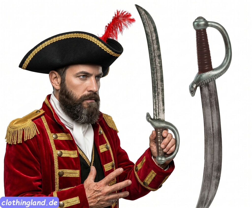 Piratenschwert Kunststoff 52 cm, Spielzeugwaffe und Zubehör für Piratenkostüme an Karneval oder Halloween.