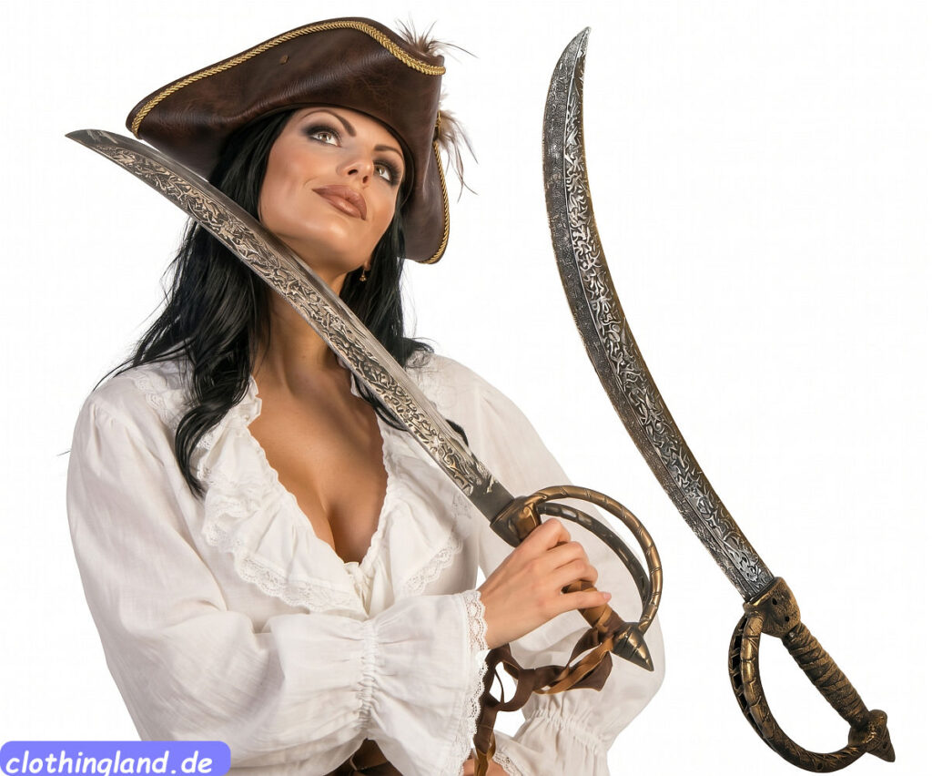 Piratenschwert 64 cm, langes Kunststoffschwert, Spielzeugwaffe und Zubehör für Piratenkostüme an Karneval.